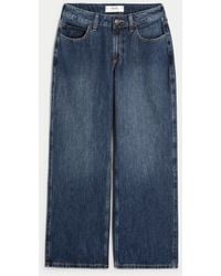 Hollister - Curvy Mid Rise Baggy-Jeans in dunkler Waschung - Lyst