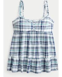 Hollister - Longline Ruffle Icon Tunic Babydoll Top - Lyst