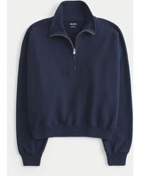 Hollister - Easy Ribbed Yoke Half-zip Sweatshirt - Lyst