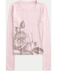 Hollister - Ribbed Floral Long-sleeve Baby Tee - Lyst