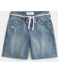 Hollister - Low-rise Shoelace Waist Baggy Jort - Lyst