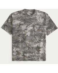 Hollister - Boxy Heavyweight Cotton Camo Crew T-shirt - Lyst