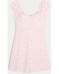 Hollister - Short-sleeve Button-through Mini Dress - Lyst