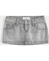 Hollister - Ultra Low-rise Denim Micro Mini Skort - Lyst