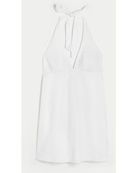 Hollister - Open Back Linen-blend Halter Dress - Lyst
