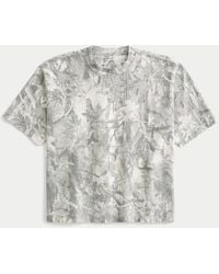 Hollister - Boxy Heavyweight Crop Camo Crew T-shirt - Lyst