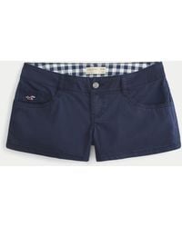 Hollister - Ultra Low-rise Navy Twill Mini Shorts - Lyst
