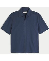 Hollister - Boxy Short-sleeve Linen-blend Shirt - Lyst