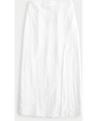 Hollister - Linen Blend Maxi Skirt - Lyst