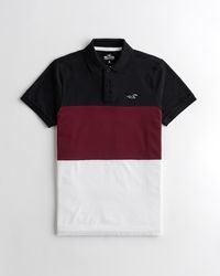 Hollister Colorblock Stretch Polo - Red