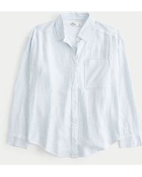 Hollister - Oversized Linen Blend Button-through Shirt - Lyst