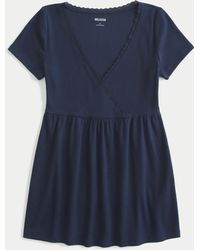 Hollister - Lässiges, kurzärmliges Babydoll-Oberteil mit Spitzenbordüre - Lyst