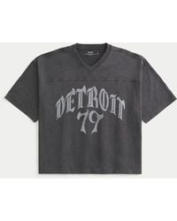 Hollister - Heavyweight Baggy Crop Detroit Graphic Football T-shirt - Lyst
