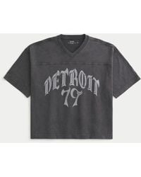Hollister - Heavyweight Baggy Crop Detroit Graphic Football T-shirt - Lyst