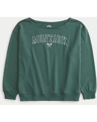 Hollister - Oversized Off-the-shoulder Montauk Graphic Sweatshirt - Lyst