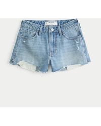 Hollister - High-rise Light Wash Denim A-line Shorts - Lyst