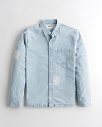 Hollister Relaxed Denim Shirt Jacket - Blue