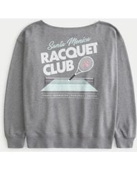 Hollister - Oversized Off-the-shoulder Racquet Club Graphic Sweatshirt - Lyst