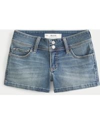 Hollister - Low-rise Light Wash Denim Shortie Shorts - Lyst