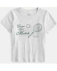 Hollister - Game Set Match Tennis Graphic Ribbed Baby Tee - Lyst