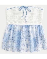 Hollister - Easy Crochet-style Fabric Mix Strapless Top - Lyst