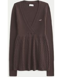 Hollister - Wrap Front Long-sleeve Babydoll Sweater - Lyst