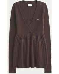 Hollister - Wrap Front Long-sleeve Babydoll Sweater - Lyst