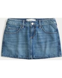 Hollister - Curvy Low-rise Denim Mini Skort - Lyst