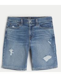 Hollister - Ripped Medium Wash Loose Denim Shorts 9" - Lyst