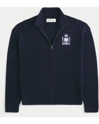 Hollister - Relaxed Zip-up Emblem Sweater - Lyst