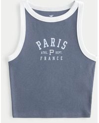Hollister - Ribbed Paris Graphic High-neck Tank - Lyst