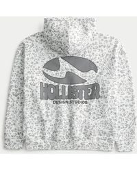 Hollister - Boxy Leopard Print Logo Graphic Hoodie - Lyst