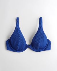 Hollister Ribbed Unlined Underwire Bikini Top - Blau