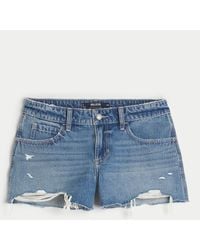 Hollister - Gerippte Low-Rise Jeans-Shorts in Baggy-Fit in mittlerer Waschung - Lyst