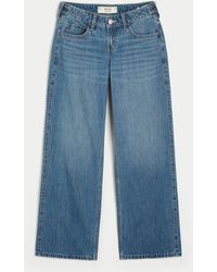 Hollister - Hollister Andi Adjustable Waist Low-rise Medium Wash Baggy Jeans - Lyst