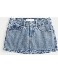 Hollister - Jeans-Miniskort mit Schnürsenkeln in heller Waschung - Lyst