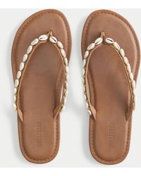 Hollister - Puka Shell Embellished Flip Flops - Lyst