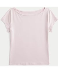 Hollister - Short-sleeve Seamless Fabric Slash-neck T-shirt - Lyst