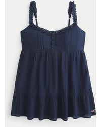 Hollister - Longline Ruffle Icon Tunic Babydoll Top - Lyst