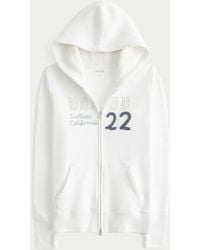 Hollister - Hollister Feel Good Waffle Lined Hood Zip-up Malibu Graphic Hoodie - Lyst