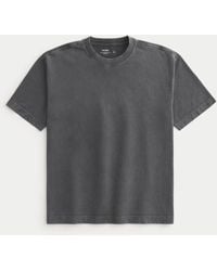 Hollister - Kastiges, verwaschenes T-Shirt aus schwerer Baumwolle mit Rundhalsausschnitt - Lyst