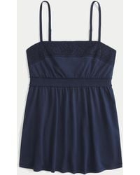 Hollister - Easy Lace Trim Babydoll Top - Lyst