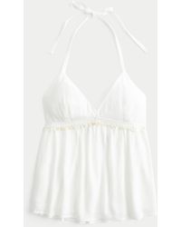 Hollister - Shell-embellished Halter Babydoll Top - Lyst