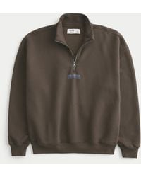 Hollister - Boxy Quarter-zip Logo Graphic Sweatshirt - Lyst