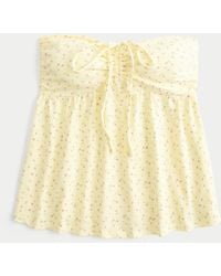 Hollister - Strapless Cinched Babydoll Top - Lyst