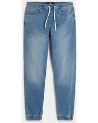 Hollister - Light Wash Just Like Knit Relaxed Denim Joggers - Lyst