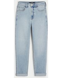 Hollister - Ultra High-rise Light Wash Mom Jeans - Lyst