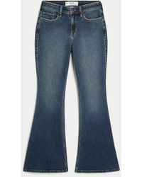 Hollister - Curvy High-rise Dark Wash Flare Jeans - Lyst