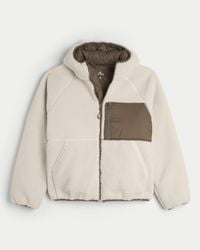Hollister - Hooded Faux Shearling Zip-up Jacket - Lyst