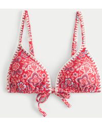 Hollister - Embroidered Stitch Triangle Bikini Top - Lyst